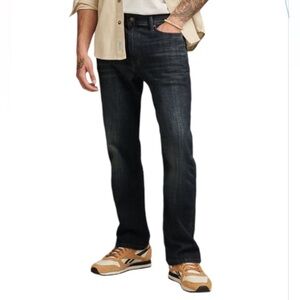 Lucky Brand Premium Denim 363 Straight Leg Deep Blue Distressed‎ Jeans 38 x 32